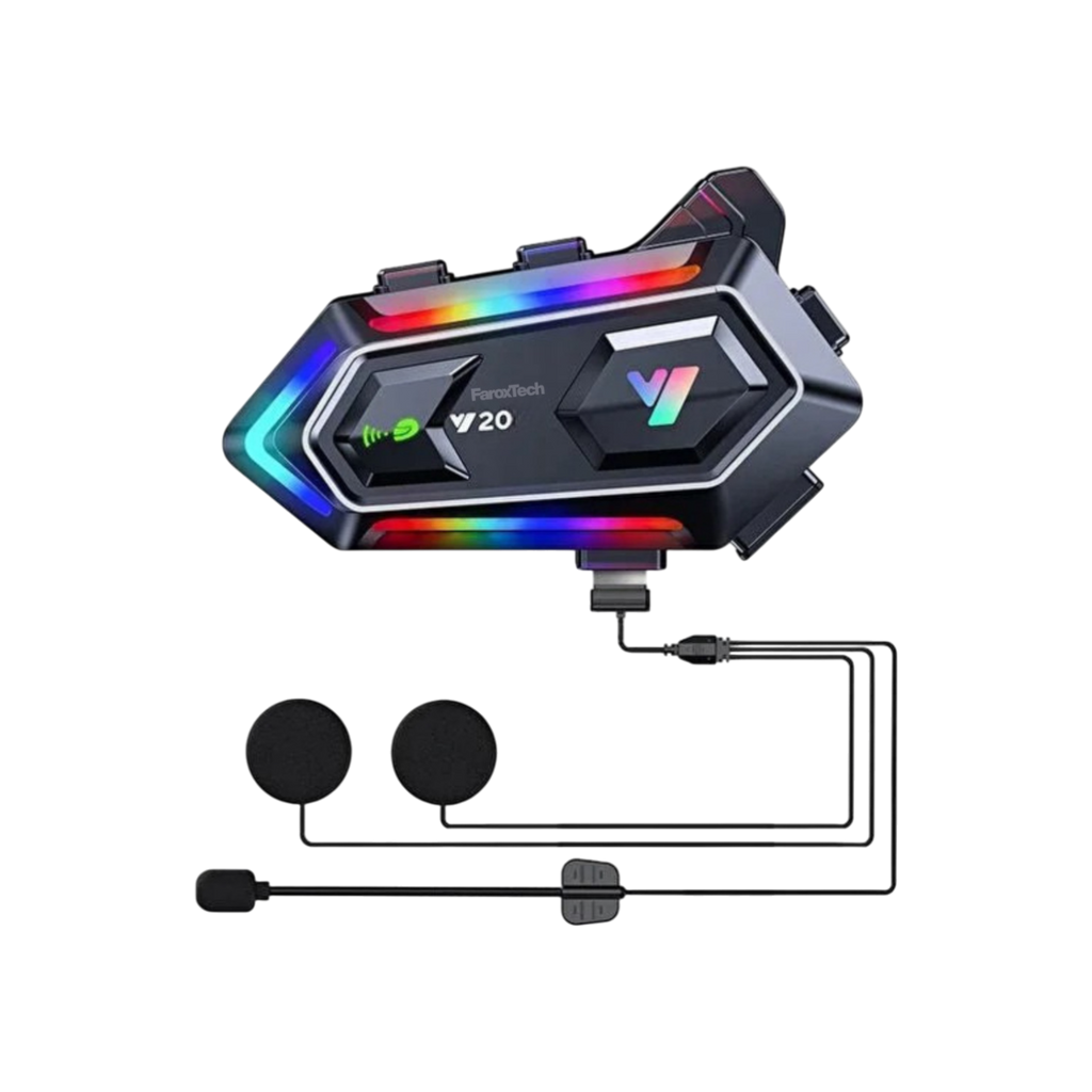 RGB Işıklı 2 Kişilik Motosiklet İnterkomu - 1000mAh Güçlü Batarya