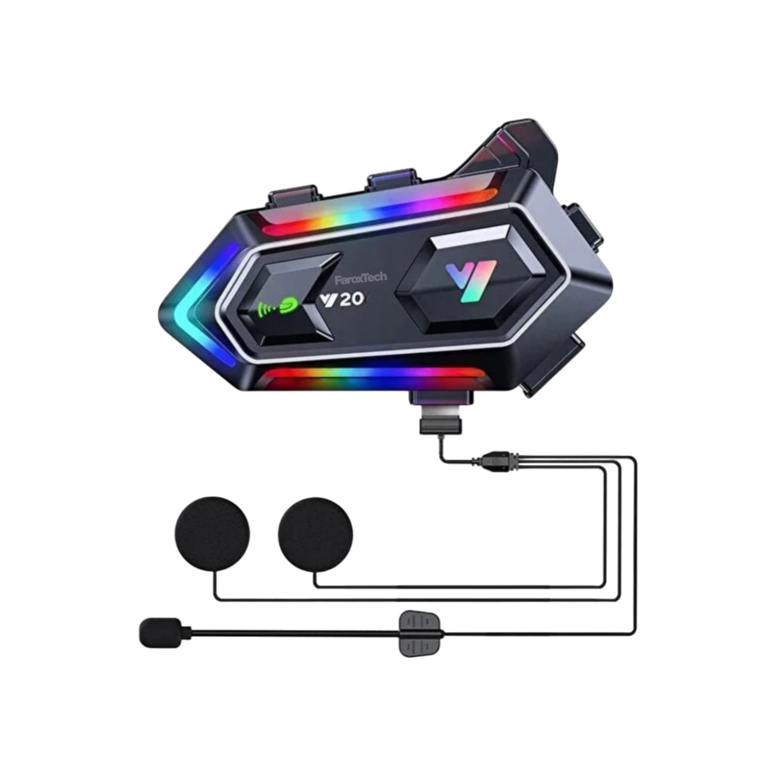 RGB Işıklı 2 Kişilik Motosiklet İnterkomu - 1000mAh Güçlü Batarya