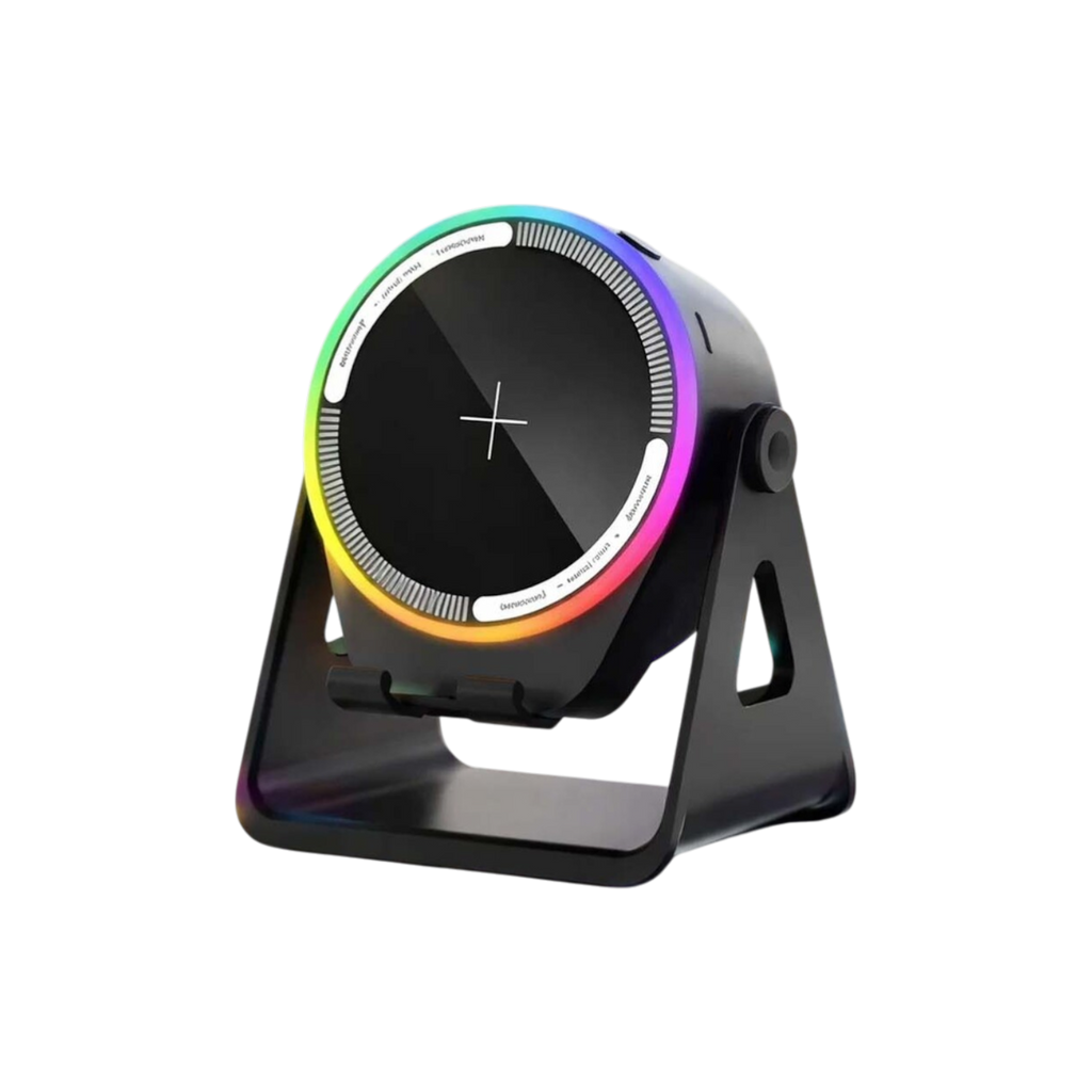 Manyetik İndüksiyonlu RGB Işıklı Bluetooth Hoparlör ve Telefon Standı