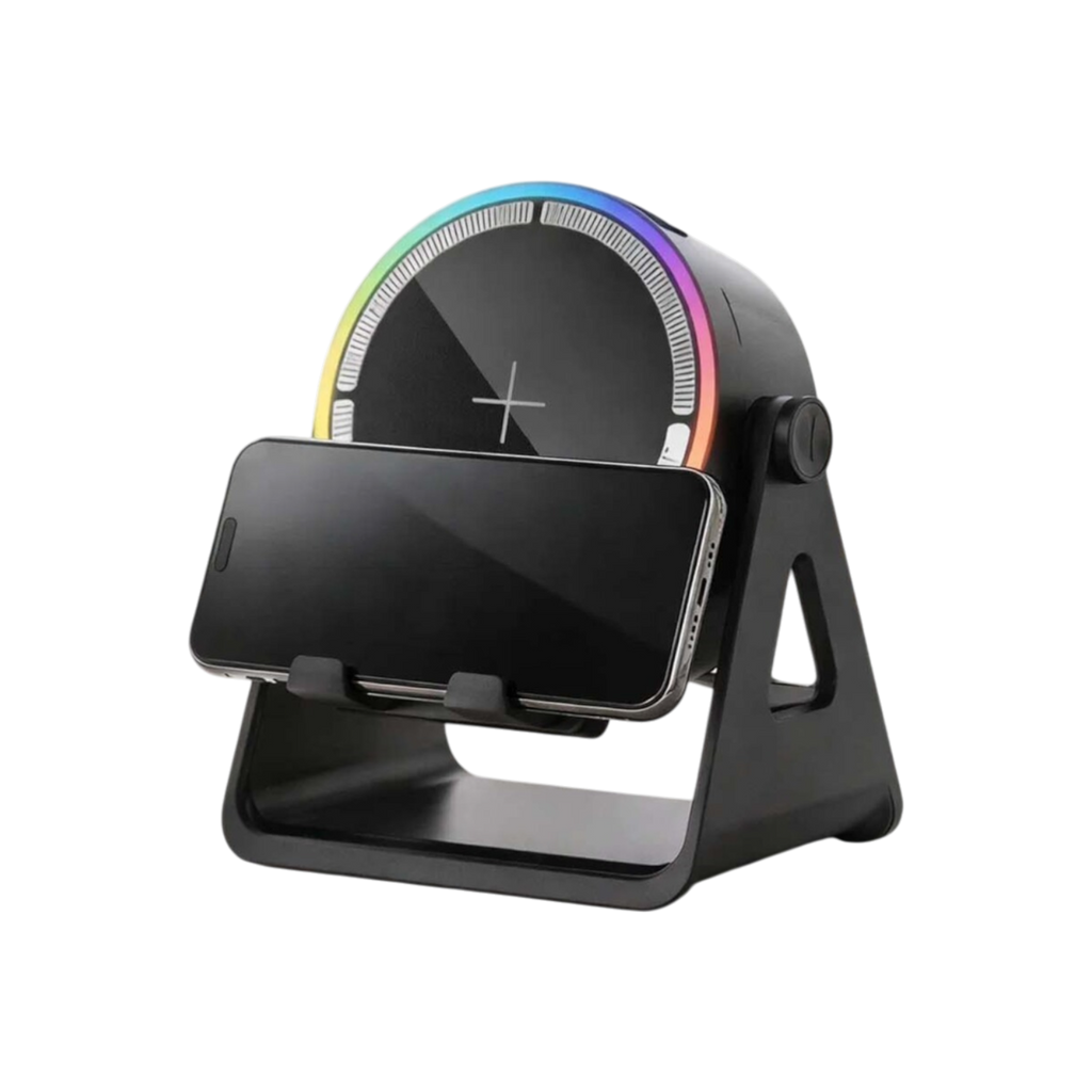 Manyetik İndüksiyonlu RGB Işıklı Bluetooth Hoparlör ve Telefon Standı
