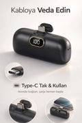 5000 mAh Mini Taşınabilir Powerbank 22.5W Hızlı Şarj Tak-Kullan - Type-C Uyumlu Dijital Göstergeli