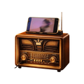 Nostaljik Ahşap Görünümlü Bluetoothlu Şarjlı Retro Radyo Hoparlör - Telefon Tutacaklı