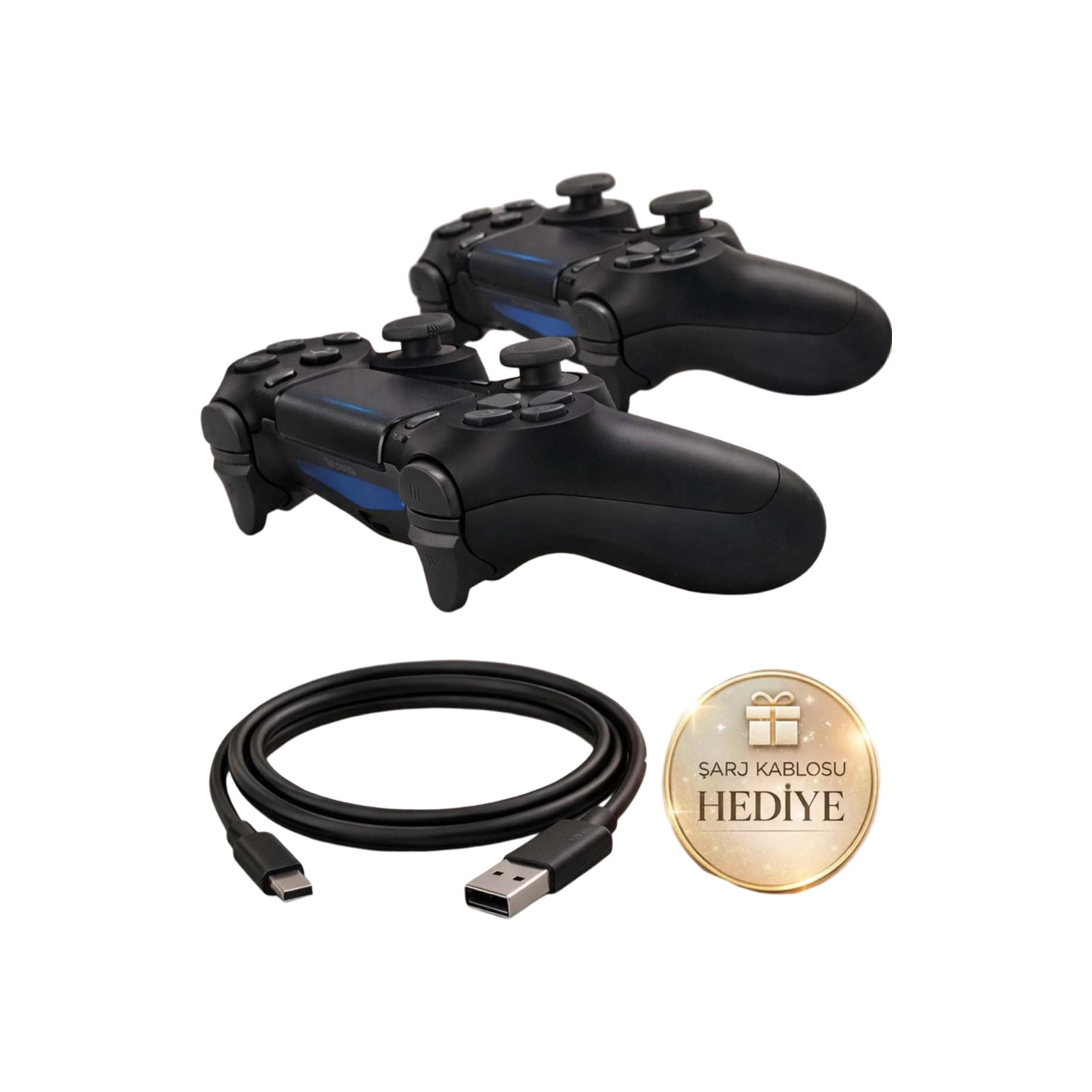 PS4 KOLU 2'li Avantaj Paketi: Gecikmesiz Bluetooth Kablosuz Oyun Kolu Seti - Çift Titreşimli