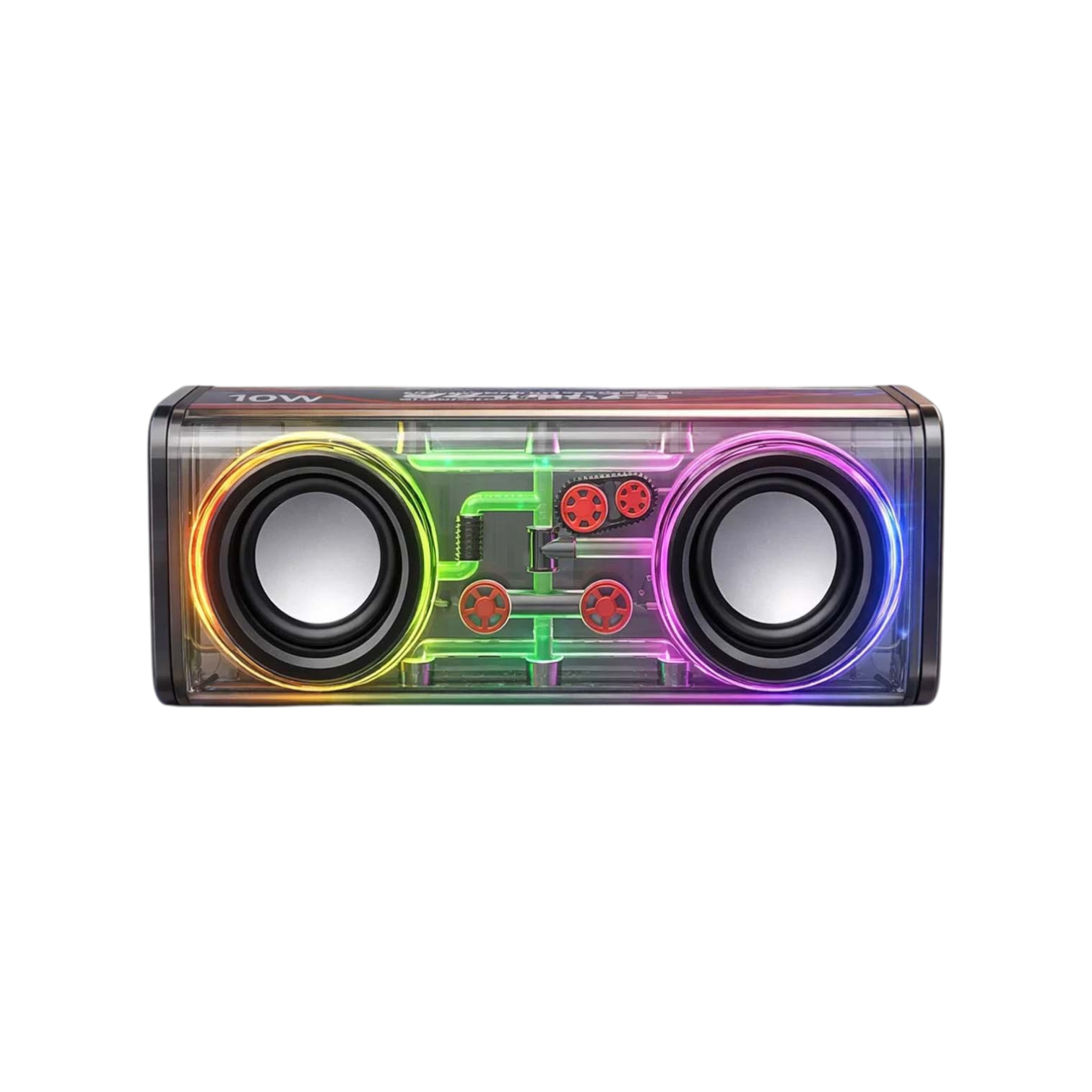 Şeffaf RGB Işıklı Bluetooth Hoparlör - 10W Stereo Ses, Ritme Duyarlı Ledli, 1800mAh Batarya