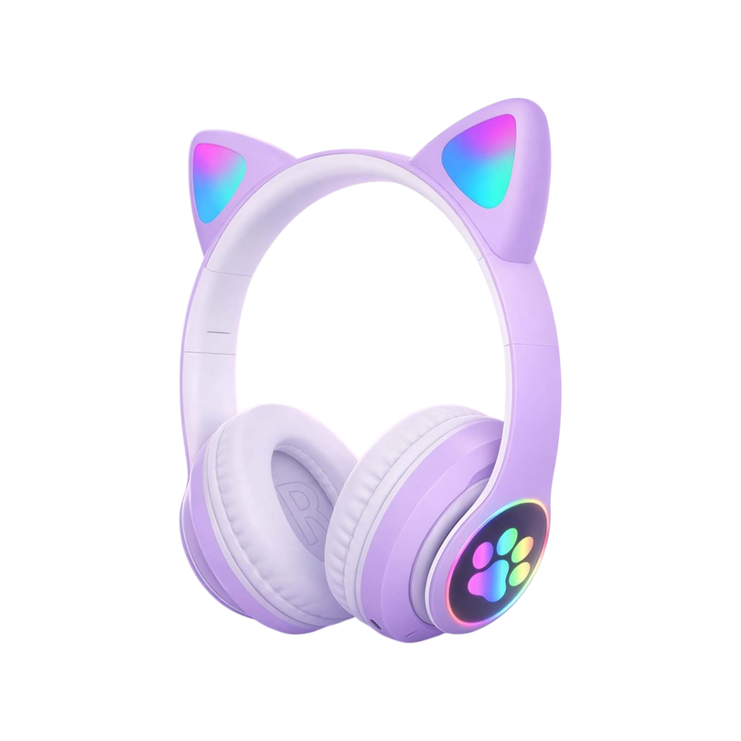 Çocuklar İçin Eğlenceli RGB LED Işıklı Kedi Kulaklı Kablosuz Kulaklık - Konforlu Ped ve Net Ses